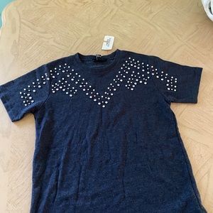 F21 shirt with pearls and rhinestones